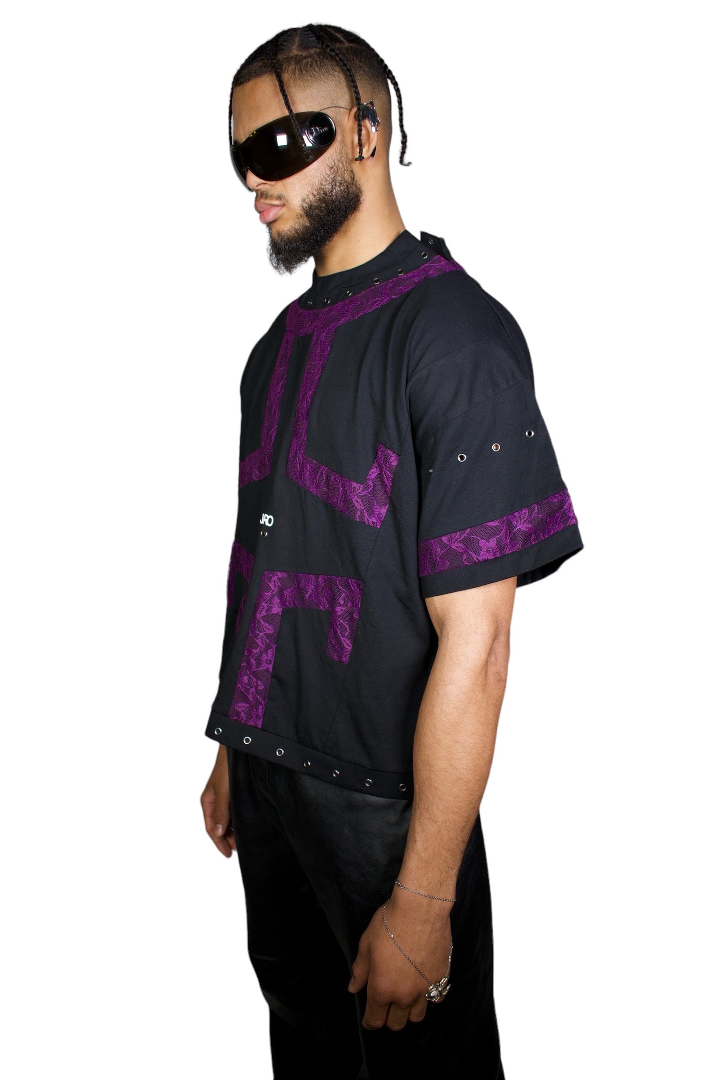 METAL LACE T-SHIRT BLACK/PURPLE