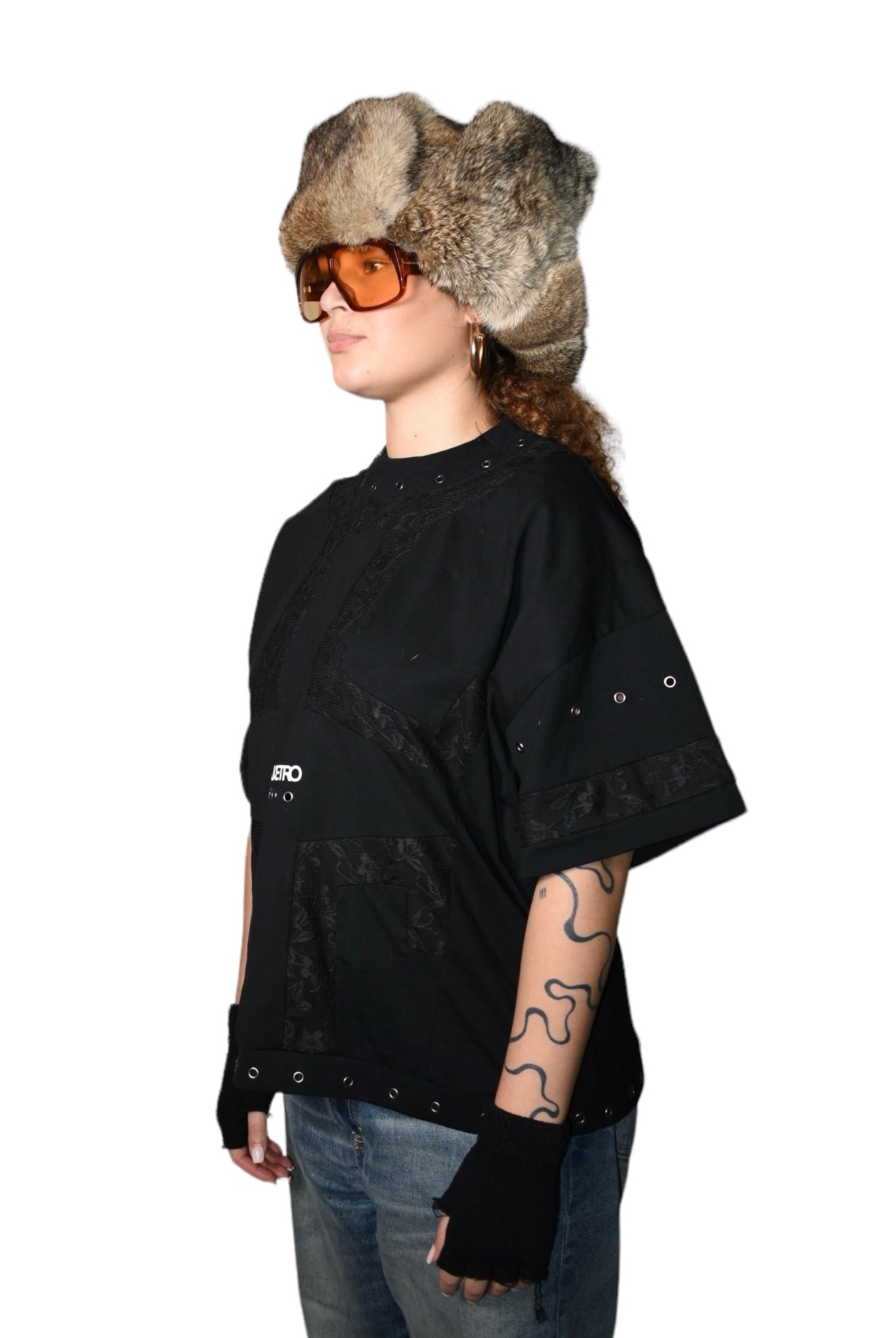 METAL LACE T-SHIRT BLACK/BLACK