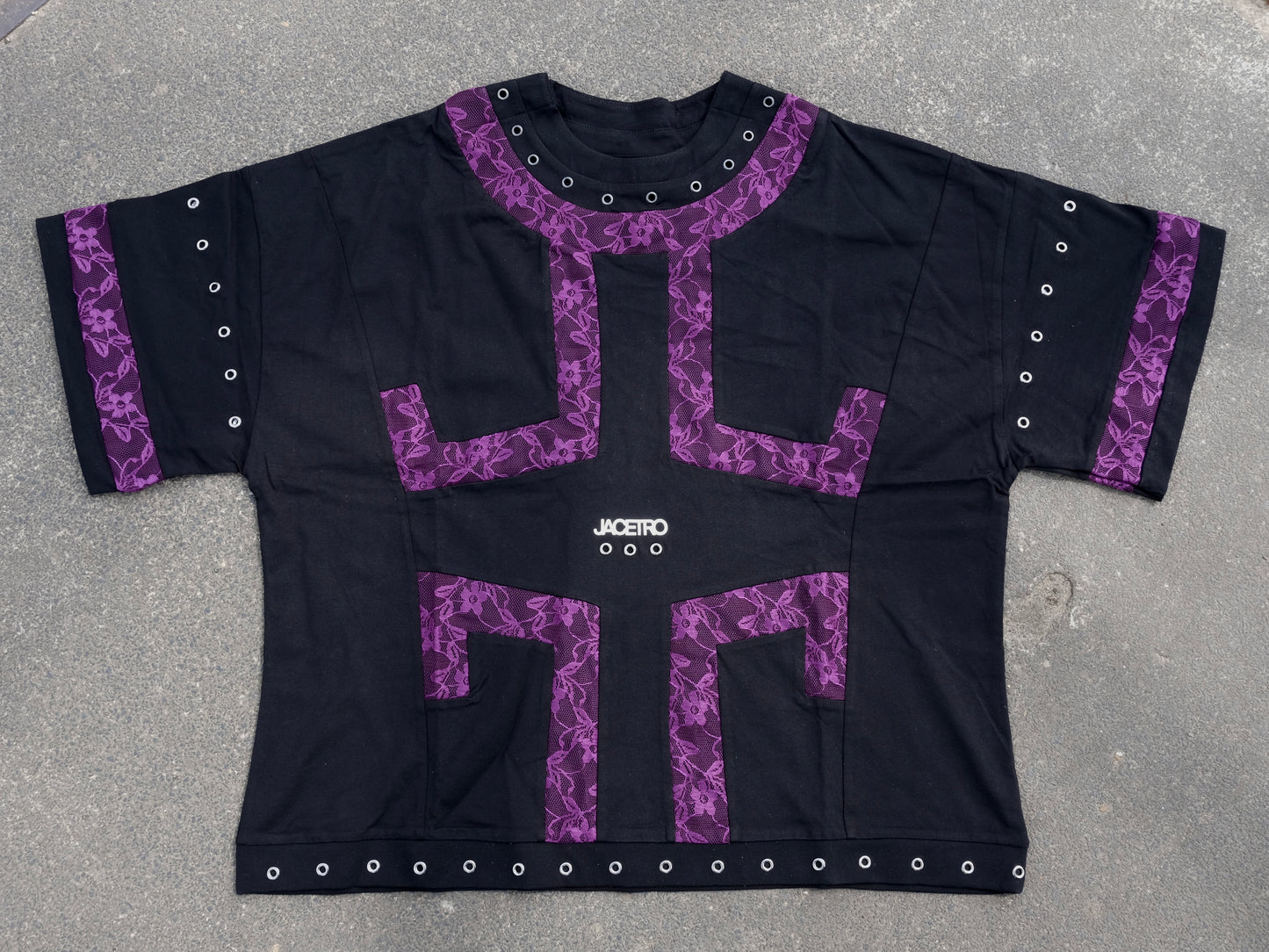 METAL LACE T-SHIRT BLACK/PURPLE