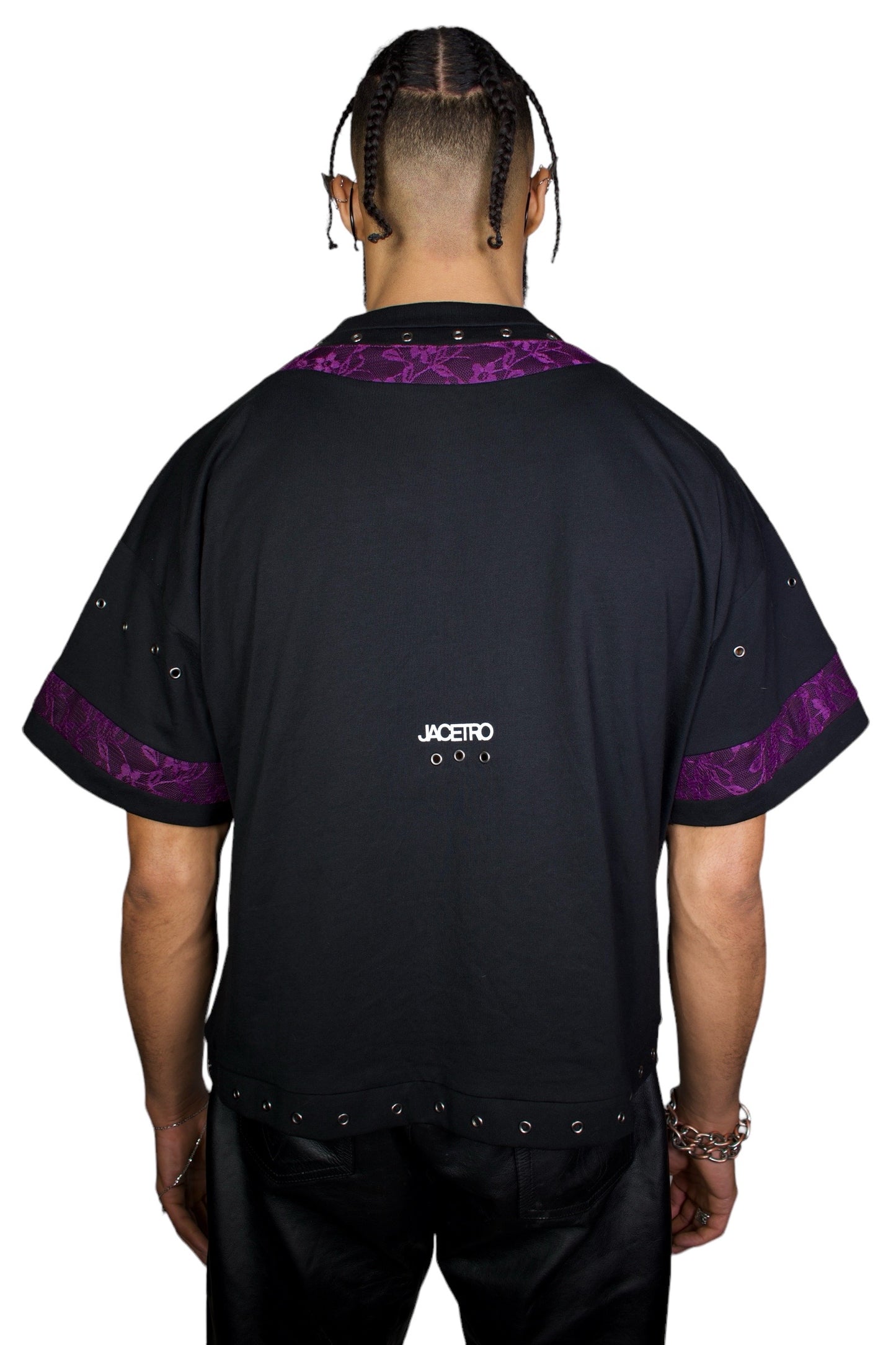 METAL LACE T-SHIRT BLACK/PURPLE