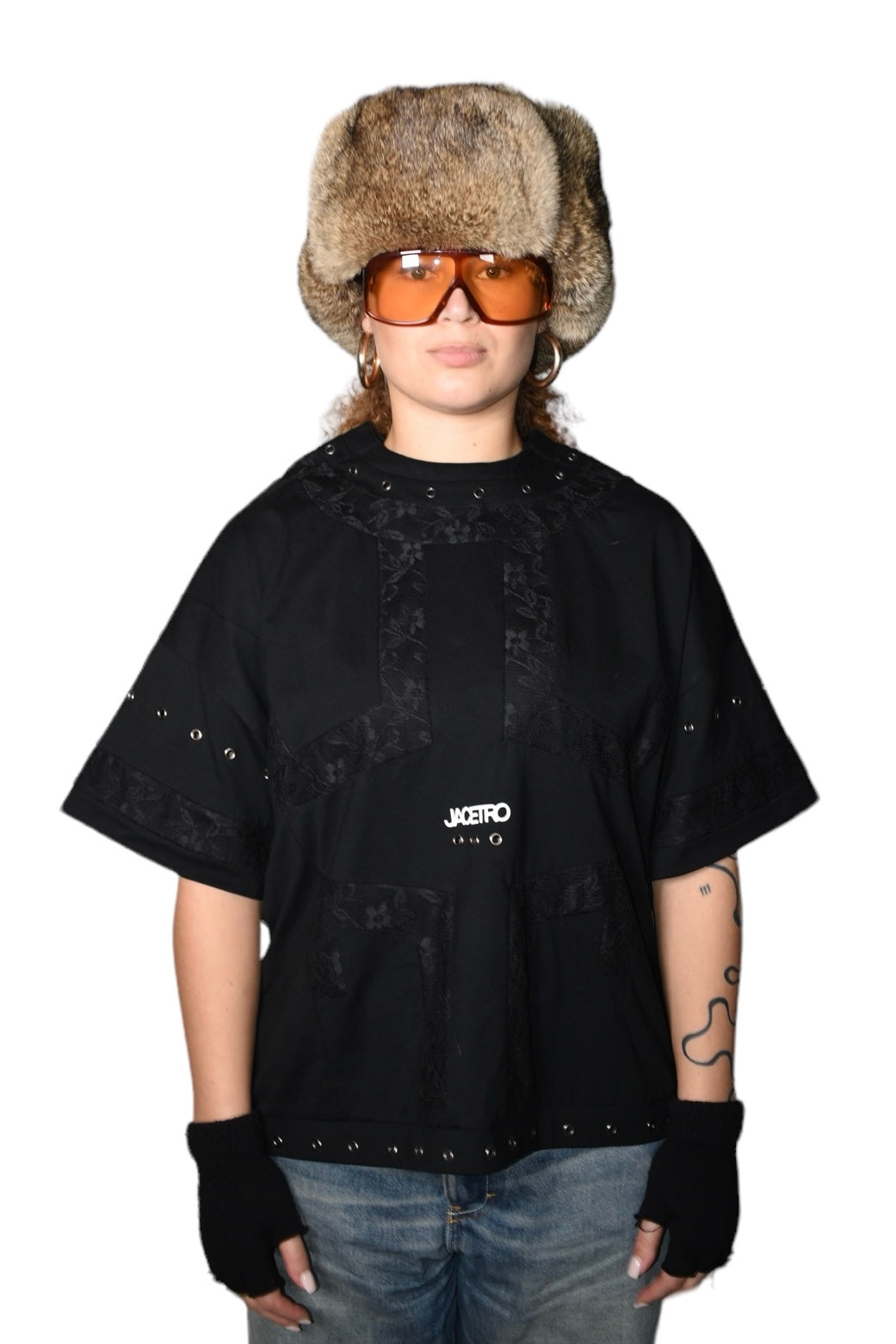 METAL LACE T-SHIRT BLACK/BLACK